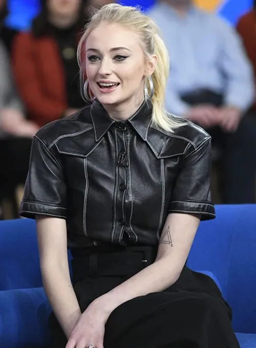 SOPHIE TURNER LEATHER SHIRT