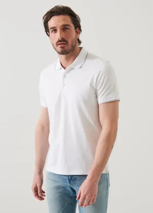 White Iconic Pima Cotton Stretch Tipped Polo Shirt - Patrick Assaraf